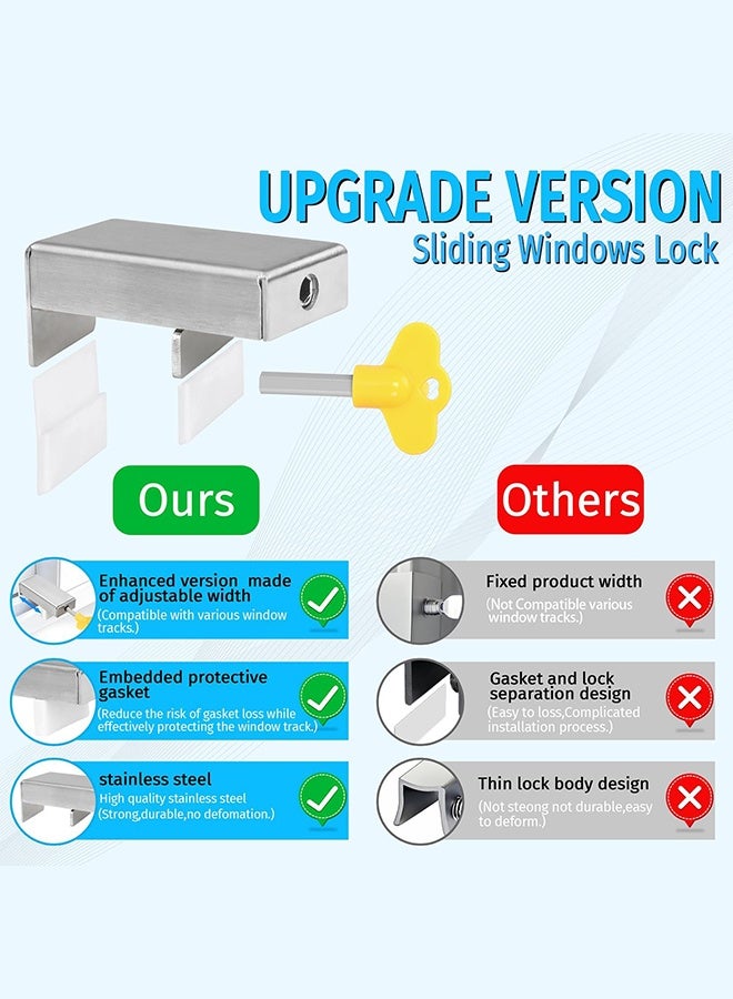 Sweet Life 2PCS Door Window Lock Stopper Adjustable Thick Sliding Safety Anti Theft Children Security LockChild Plastic Steel Aluminium Free Rails Limit Window Door Anti Slip - Image 3
