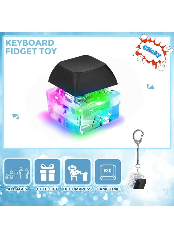 Generic - LED Keyboard Fidget Toys Keychain Keyboard Fidget Key Chain Decompression Toys Finger Button Clicker Stress Relief Gifts-Color:WHITE - Image 1