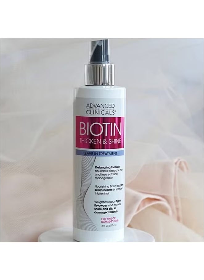 Advanced Clinicals Biotin Hair Spray Nourish & Shine Leave In Treatment Biotin Detangling Formula Nourishes hair, light weight spray 8 FL OZ ( 237 ml)  - Image 5