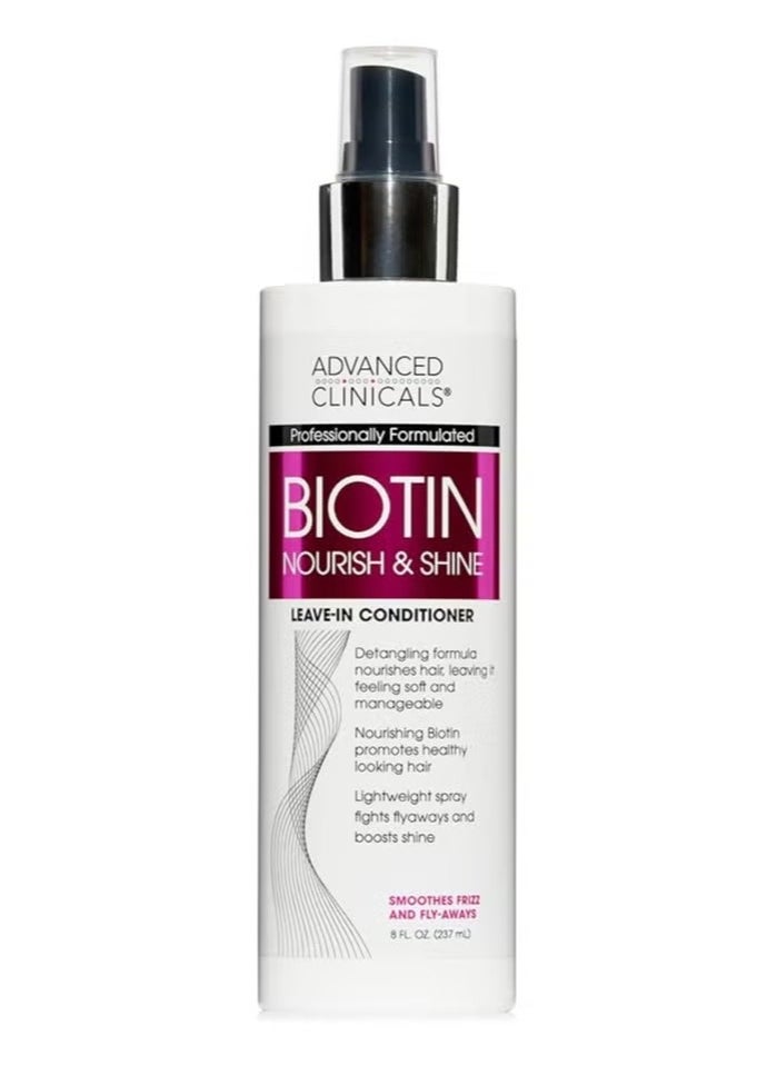 Advanced Clinicals Biotin Hair Spray Nourish & Shine Leave In Treatment Biotin Detangling Formula Nourishes hair, light weight spray 8 FL OZ ( 237 ml)  - Image 1