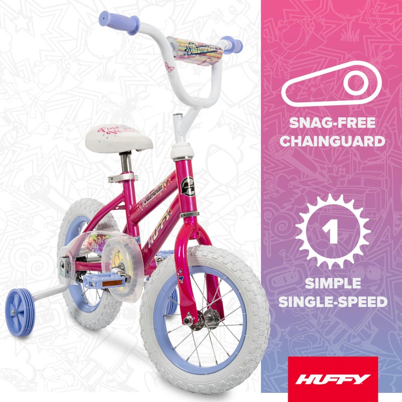 Huffy Illuminate 12â€ Girlâ€™s Bike with Removable Training Wheels, Sweet Pink Frame with Butterfly Graphics, Chain Guard, White Tires and Lavender Rims - Image 4