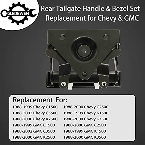 Gledewen مجموعة مقبض باب خلفي معدني بالكامل، متوافقة مع 1988-2002 شيفروليه C1500 C2500 C3500 K1500 K2500 K3500، GMC C/K 1500 2500 3500 بيك أب، استبدال مقبض باب الخلفي، استبدال# 77077 - Image 2