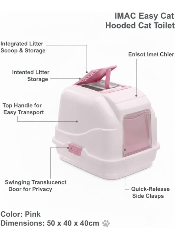 IMAC Easy Cat - Hooded Cat Toilets[Color - Pink, Dimension - 50 x 40 x 40cm] - Image 2