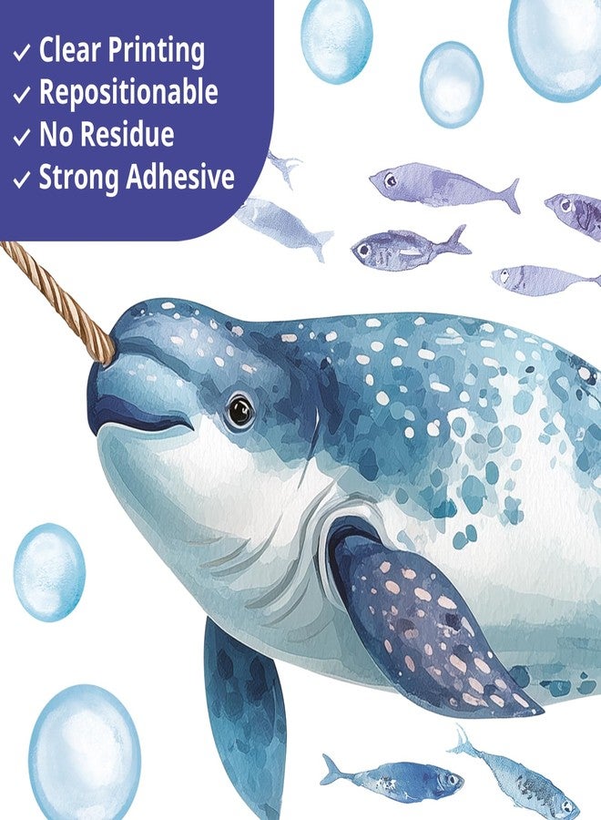 DECOWALL Ocean Animals Wall Decals - Watercolor Whale, Shark & Dolphin Sea Life Wall Stickers for Kids Bedroom, Nursery & Playroom, Peel and Stick Removable Educational Wall Art (SG2-2518) - Image 4