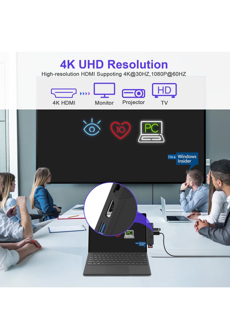 Excefore - محطة إرساء USB C، محطة إرساء بها 8 منافذ، 8 في 2 100 وات USB C Thunerbolt 4+ 4K HDMI+ USB3.0+ USB-C 3.0+ 100M LAN+ Audio+ SD+ TF Slot محول USB C متعدد المنافذ لجهاز Surface Pro 9/Pro 8/Pro X - Image 1
