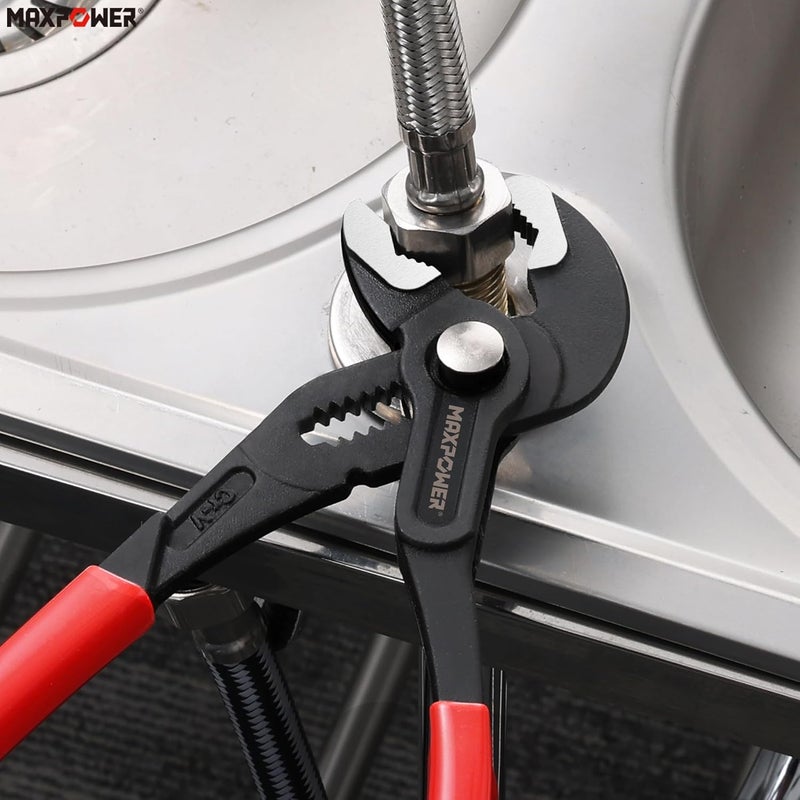 Max Power 10 inch Water Pump Pliers, with 1.2 inch Jaw Capacity Opening Push Button Lock Pliers - Image 4