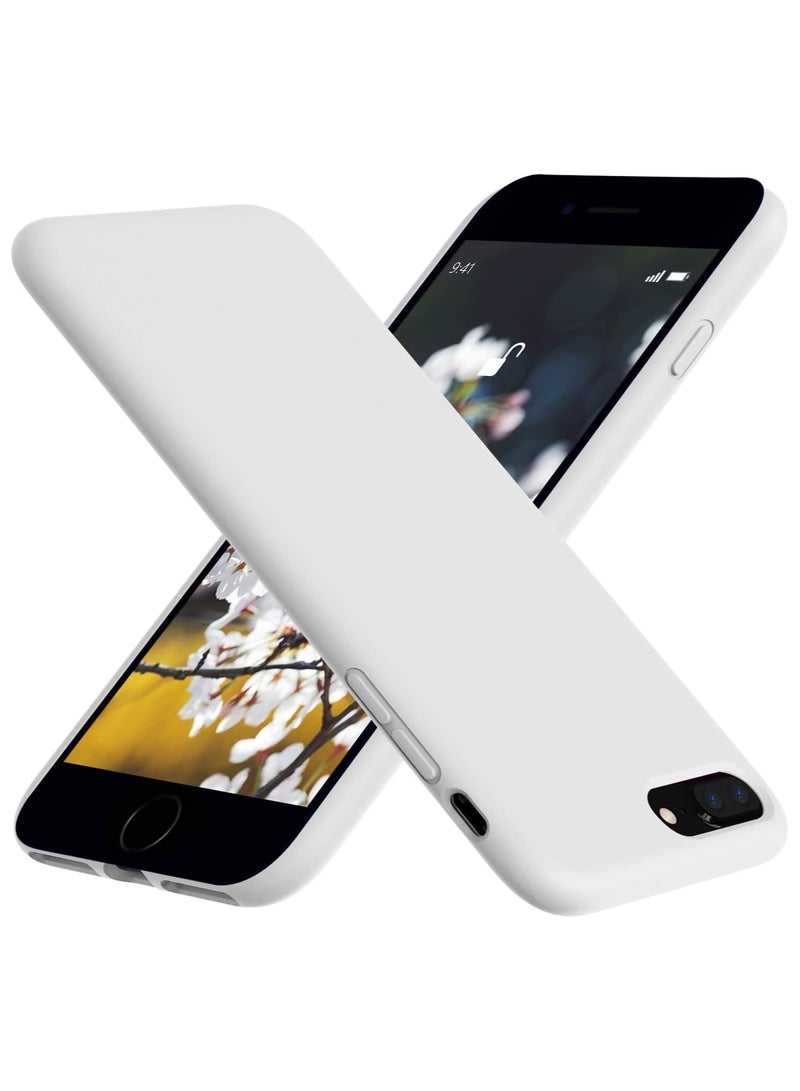 متوافق مع جراب iPhone 7/8 Plus مقاس 6.5 بوصة من السيليكون السائل النحيف 4 طبقات من مطاط الجل الناعم المقاوم للصدمات مع بطانة من الألياف الدقيقة المضادة للخدش (أبيض) - Image 1