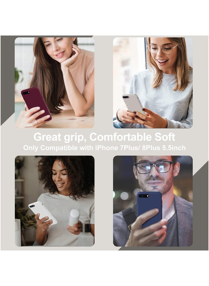 متوافق مع جراب iPhone 7/8 Plus مقاس 6.5 بوصة من السيليكون السائل النحيف 4 طبقات من مطاط الجل الناعم المقاوم للصدمات مع بطانة من الألياف الدقيقة المضادة للخدش (أبيض) - Image 4