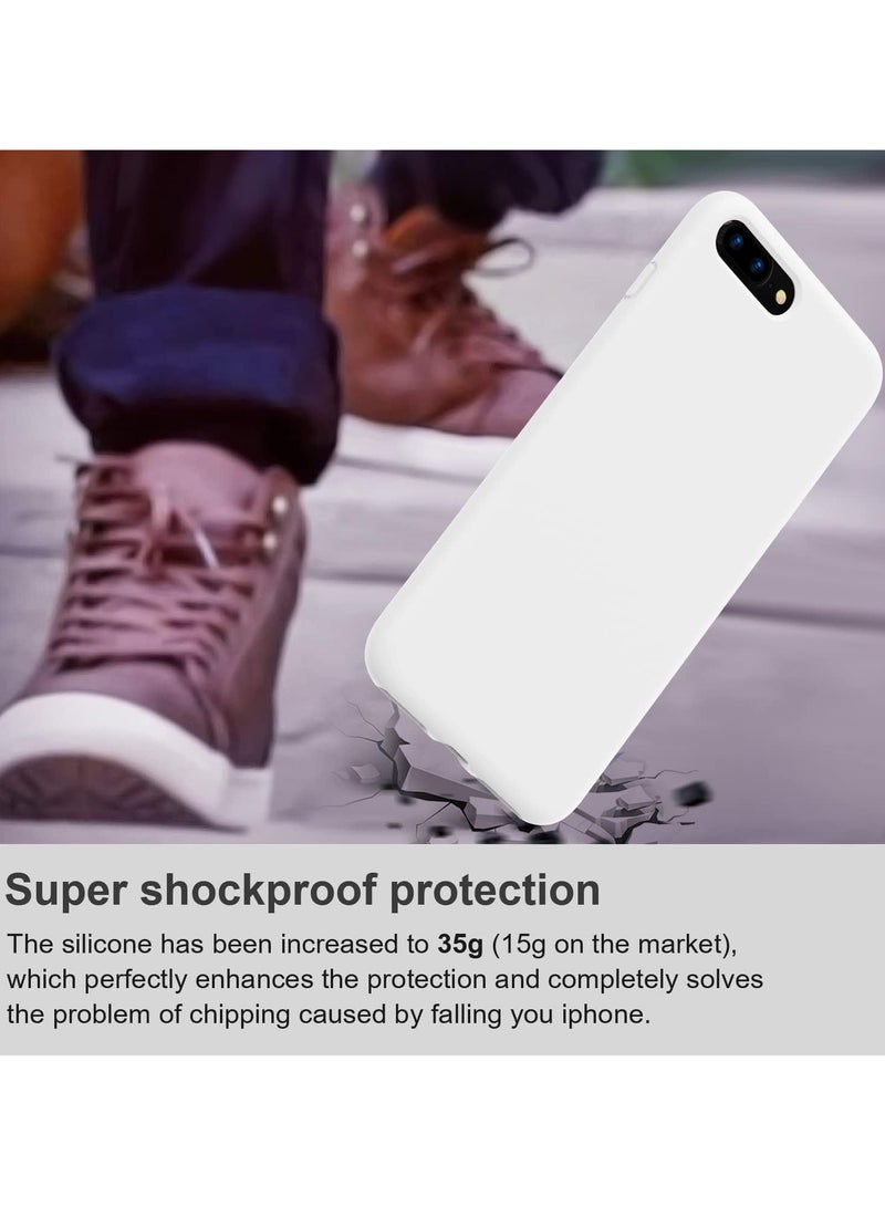 متوافق مع جراب iPhone 7/8 Plus مقاس 6.5 بوصة من السيليكون السائل النحيف 4 طبقات من مطاط الجل الناعم المقاوم للصدمات مع بطانة من الألياف الدقيقة المضادة للخدش (أبيض) - Image 2