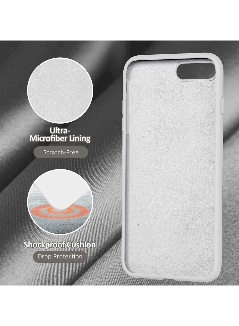متوافق مع جراب iPhone 7/8 Plus مقاس 6.5 بوصة من السيليكون السائل النحيف 4 طبقات من مطاط الجل الناعم المقاوم للصدمات مع بطانة من الألياف الدقيقة المضادة للخدش (أبيض) - Image 3
