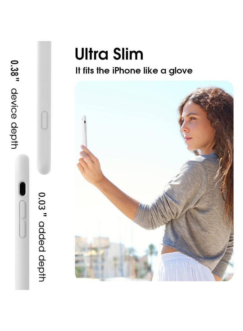 متوافق مع جراب iPhone 7/8 Plus مقاس 6.5 بوصة من السيليكون السائل النحيف 4 طبقات من مطاط الجل الناعم المقاوم للصدمات مع بطانة من الألياف الدقيقة المضادة للخدش (أبيض) - Image 5