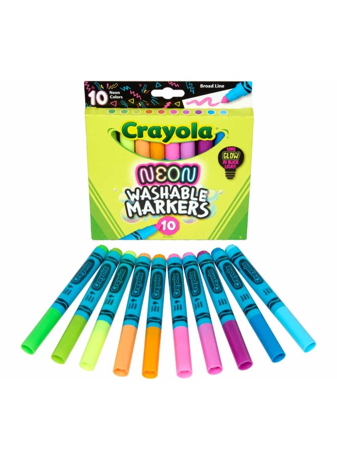 Crayola Neon Washable Markers, Broad Line, 10 Count - Image 3