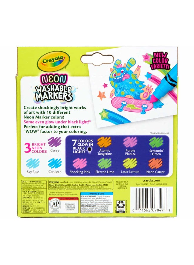 Crayola Neon Washable Markers, Broad Line, 10 Count - Image 4
