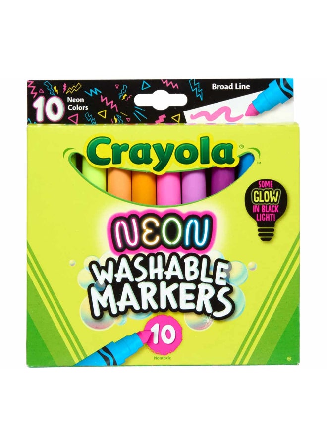 Crayola Neon Washable Markers, Broad Line, 10 Count - Image 1