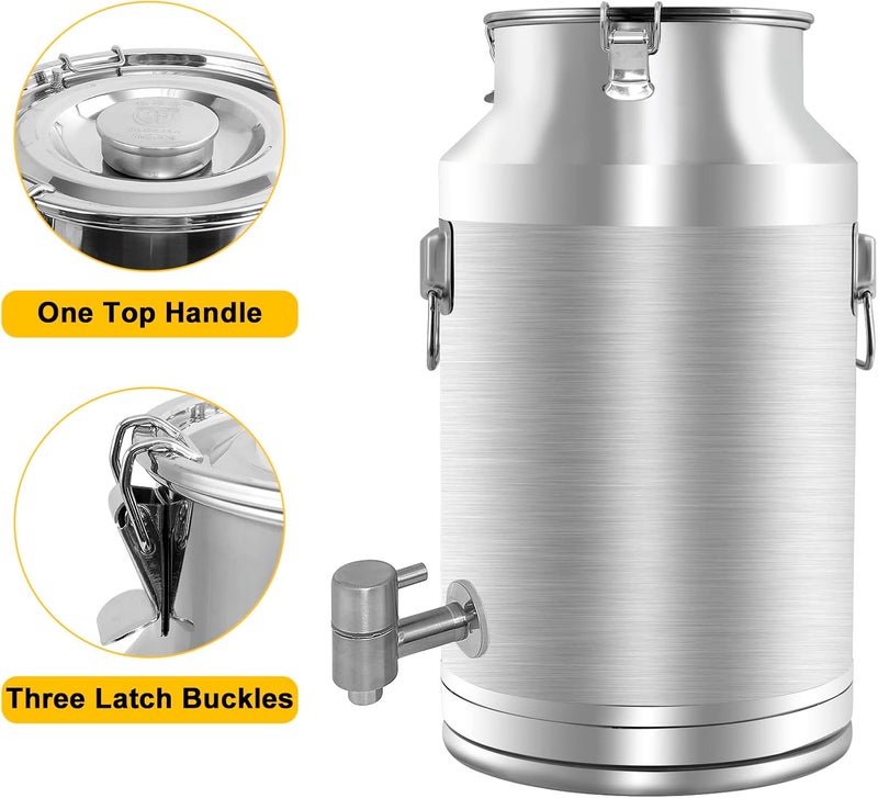 Togarhow 304 Stainless Steel Milk Can，35L Milk Bucket Wine Pail Bucket 9.25 Gallon Milk Can Tote Jug with Sealed Lid Heavy Duty for Milk and Wine Liquid Storage - Image 3