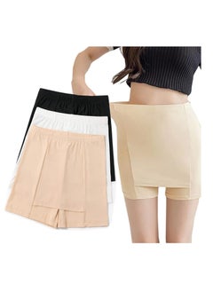 3Pcs Safety Shorts, Anti Chafing Bike Shorts, Double-Layer Front Crotch Ice Silk, Ice Silk Bottoming Shorts, Boxer Briefs, Underwear Shorts, for Women and Girls, L Size