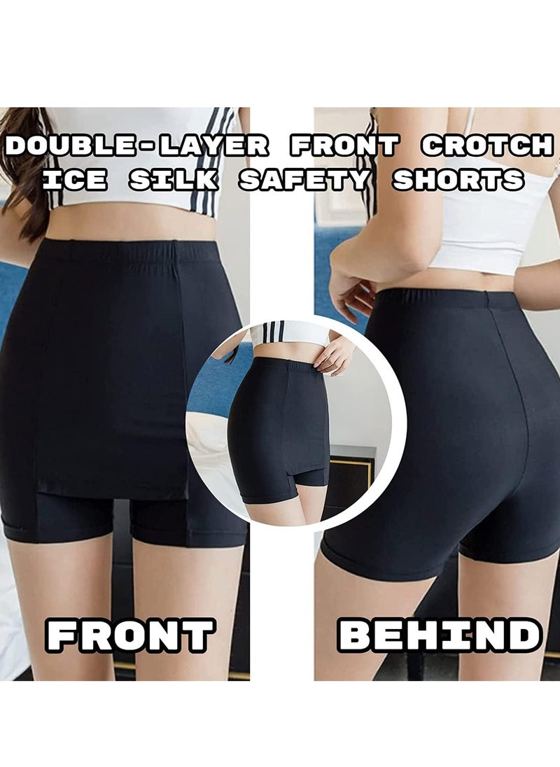 KASTWAVE - 3Pcs Safety Shorts, Anti Chafing Bike Shorts, Double-Layer Front Crotch Ice Silk, Ice Silk Bottoming Shorts, Boxer Briefs, Underwear Shorts, for Women and Girls, L Size - Image 1