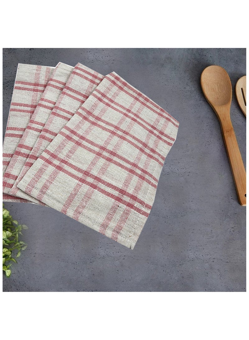 بيفت منشفة شاي BYFT Orchard مقاس 50 × 70 سم، وردية اللون، متعددة المربعات، مصبوغة بخيوط قطنية 100%، مجموعة من 4 قطع - Image 1