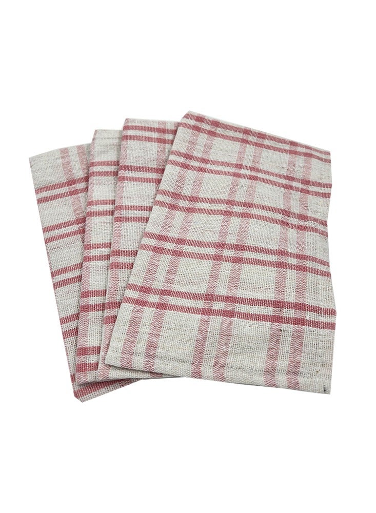 بيفت منشفة شاي BYFT Orchard مقاس 50 × 70 سم، وردية اللون، متعددة المربعات، مصبوغة بخيوط قطنية 100%، مجموعة من 4 قطع - Image 3