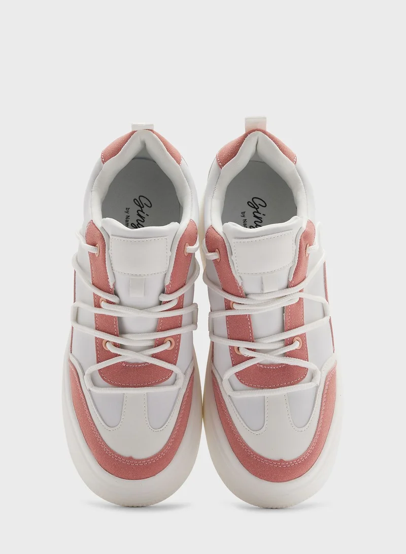 Ginger Zigzag Strap Stacked Sole Sneaker