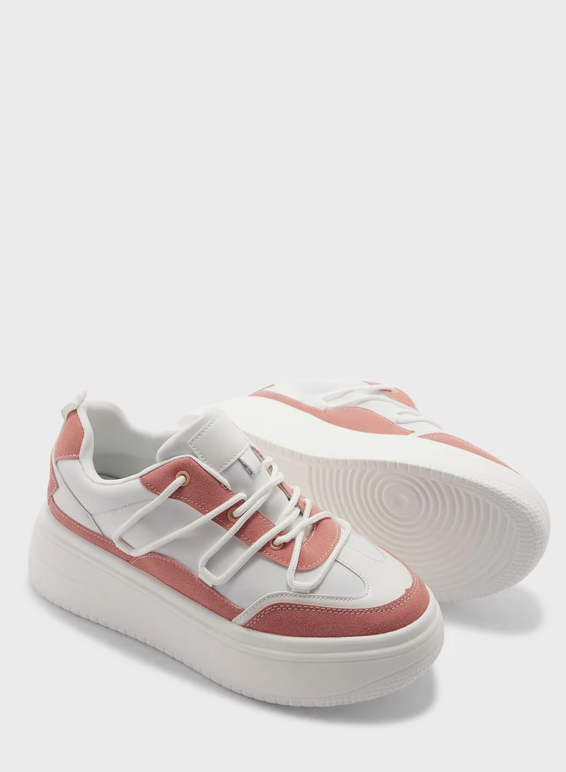 Ginger Zigzag Strap Stacked Sole Sneaker