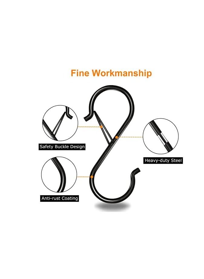 8 Pack S Hooks for Hanging 3.5 inch Heavy Duty S Hooks with Safety Buckle S Shaped Hooks Kitchen Pot Rack Hooks Closet Hooks for Hanging Plants Clothes Kitchen Utensil  - Image 3