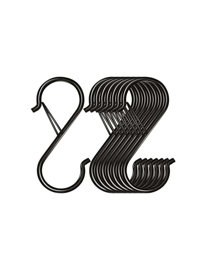8 Pack S Hooks for Hanging 3.5 inch Heavy Duty S Hooks with Safety Buckle S Shaped Hooks Kitchen Pot Rack Hooks Closet Hooks for Hanging Plants Clothes Kitchen Utensil  - Image 1
