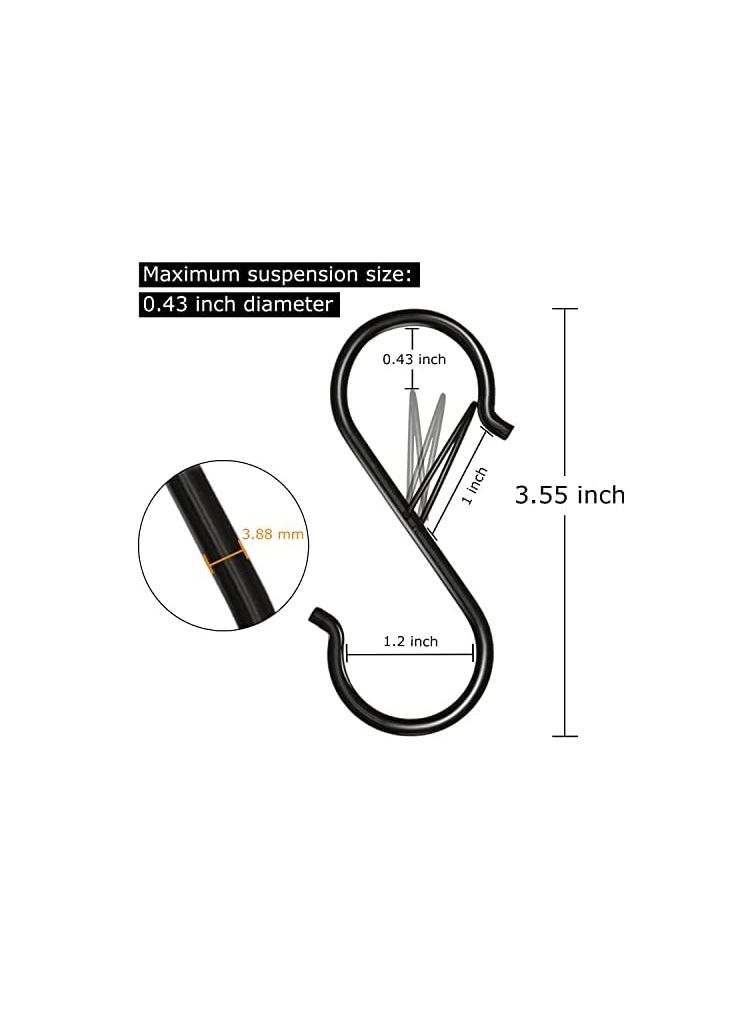 8 Pack S Hooks for Hanging 3.5 inch Heavy Duty S Hooks with Safety Buckle S Shaped Hooks Kitchen Pot Rack Hooks Closet Hooks for Hanging Plants Clothes Kitchen Utensil  - Image 2
