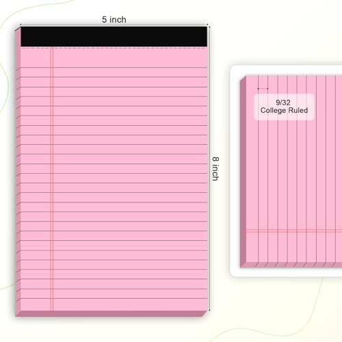 AILZFEI 12pcs Small Legal Pads 5x8 Colored Note Pads Paper College Ruled Notepad Clear Print Writing Pads 5 x 8 Legal Pads Perforated Narrow Ruled Pads of Paper (Multicolor) - Image 2
