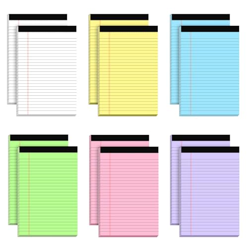 AILZFEI 12pcs Small Legal Pads 5x8 Colored Note Pads Paper College Ruled Notepad Clear Print Writing Pads 5 x 8 Legal Pads Perforated Narrow Ruled Pads of Paper (Multicolor) - Image 1