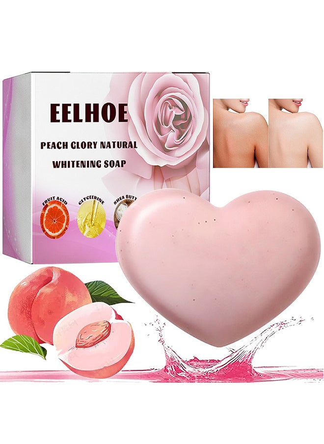 EELHOE - Peach Glory Natural Whitening Soap, Smooth Whitening Beautiful Soap, Remove Melanin Exfoliating Whitening Soap, For Armpit Natural Whitening Soap, Deep Cleansing Bath Soaps - Image 1