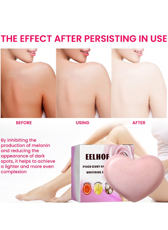 EELHOE - Peach Glory Natural Whitening Soap, Smooth Whitening Beautiful Soap, Remove Melanin Exfoliating Whitening Soap, For Armpit Natural Whitening Soap, Deep Cleansing Bath Soaps - Image 1