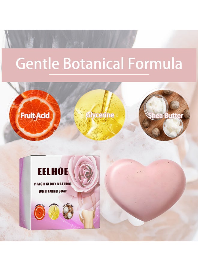 EELHOE - Peach Glory Natural Whitening Soap, Smooth Whitening Beautiful Soap, Remove Melanin Exfoliating Whitening Soap, For Armpit Natural Whitening Soap, Deep Cleansing Bath Soaps - Image 1