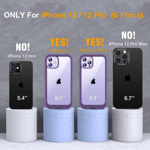 Miracase Glass Series for iPhone 12/12 Pro Case 6.1 inch, Upgraded Full-Body Rugged Phone Bumper Case Cover with Built-in 9H Tempered Glass Screen Protector and Camera Protector, Purple - Image 3