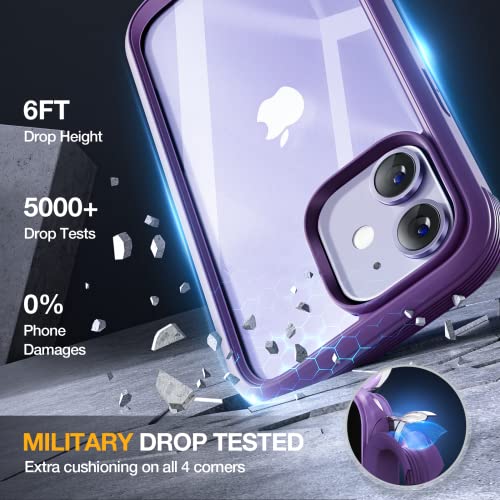 Miracase Glass Series for iPhone 12/12 Pro Case 6.1 inch, Upgraded Full-Body Rugged Phone Bumper Case Cover with Built-in 9H Tempered Glass Screen Protector and Camera Protector, Purple - Image 4