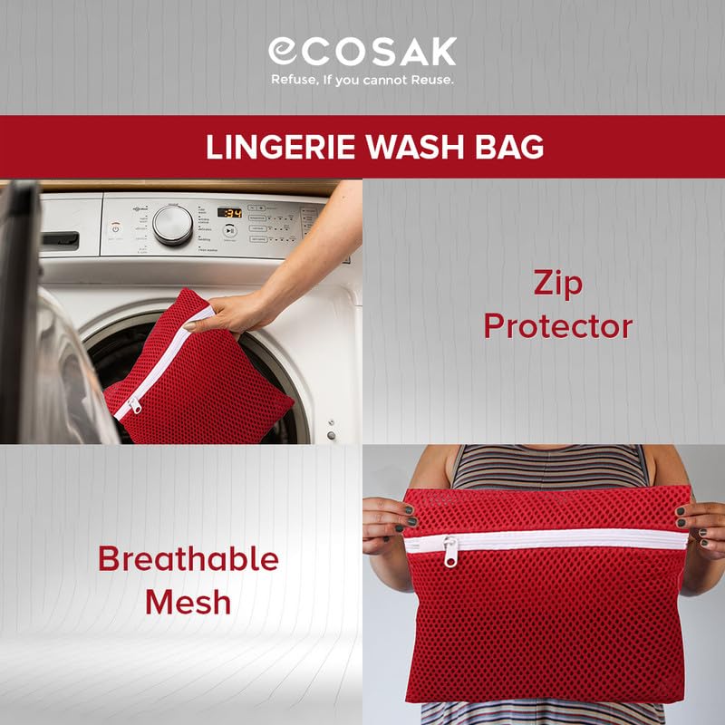 ECOSAC Ecosac Lingerie Wash Bag Premium Mesh Laundry Bag with Zipper Protects Delicates in Machine Wash LongLasting TravelFriendly Reusable Pack of 2 - Image 2