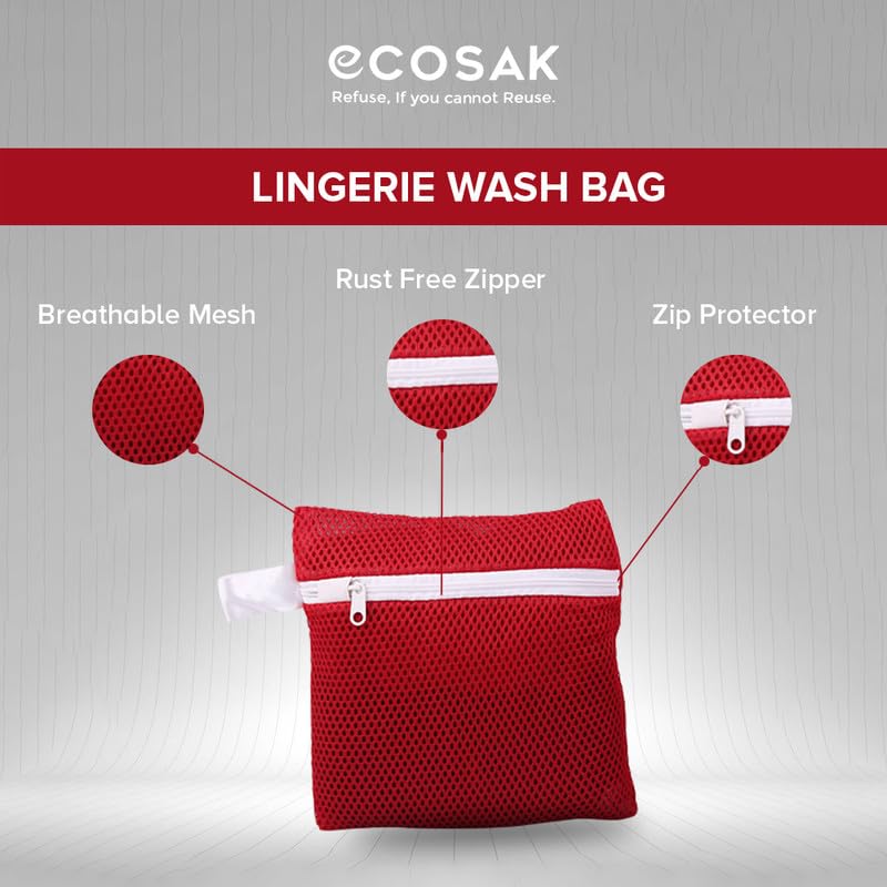 ECOSAC Ecosac Lingerie Wash Bag Premium Mesh Laundry Bag with Zipper Protects Delicates in Machine Wash LongLasting TravelFriendly Reusable Pack of 2 - Image 3