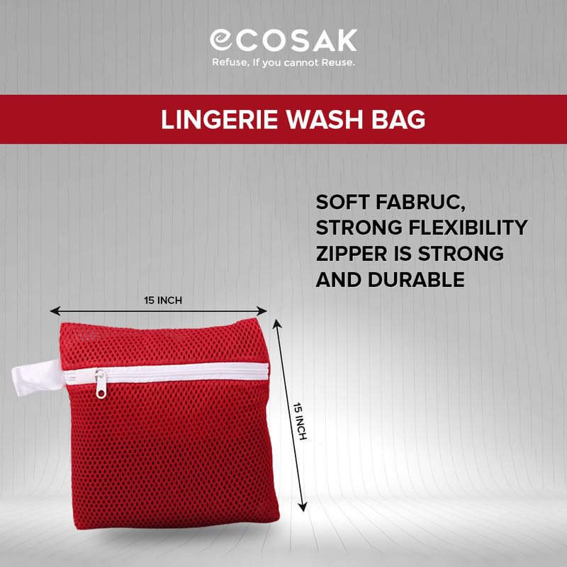 ECOSAC Ecosac Lingerie Wash Bag Premium Mesh Laundry Bag with Zipper Protects Delicates in Machine Wash LongLasting TravelFriendly Reusable Pack of 2 - Image 4