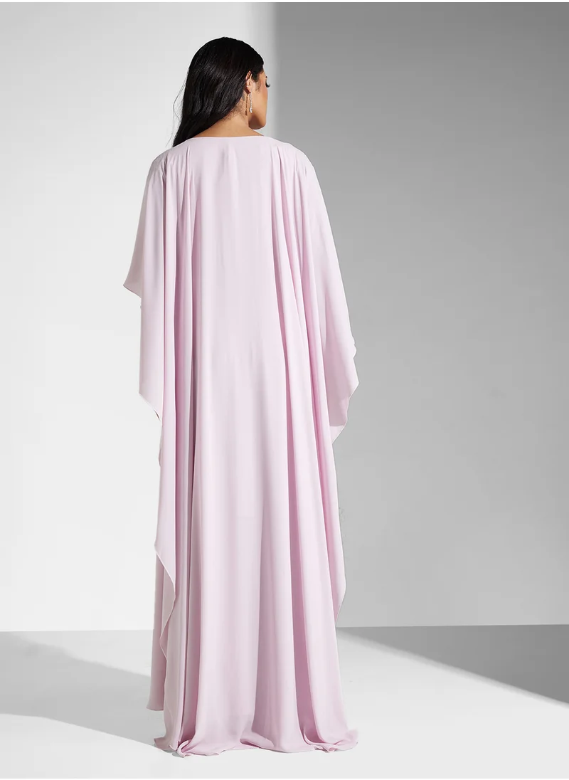 Namshi x Draped Cape Detail Dress With Sequin Embellishment