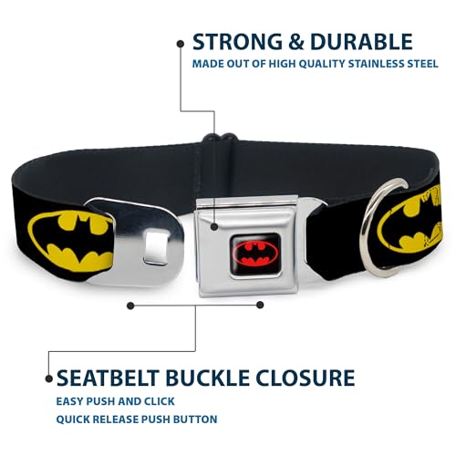 Buckle Down Buckle-Down Batman Seat Belt Buckle Dog Collar 1.5" 13-18", Batman Shield Black/Yellow (DC-SB-BMC-WBM001-1.5-S) - Image 4