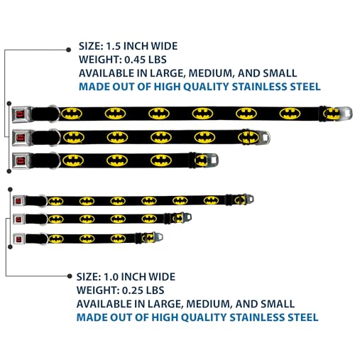 Buckle Down Buckle-Down Batman Seat Belt Buckle Dog Collar 1.5" 13-18", Batman Shield Black/Yellow (DC-SB-BMC-WBM001-1.5-S) - Image 3