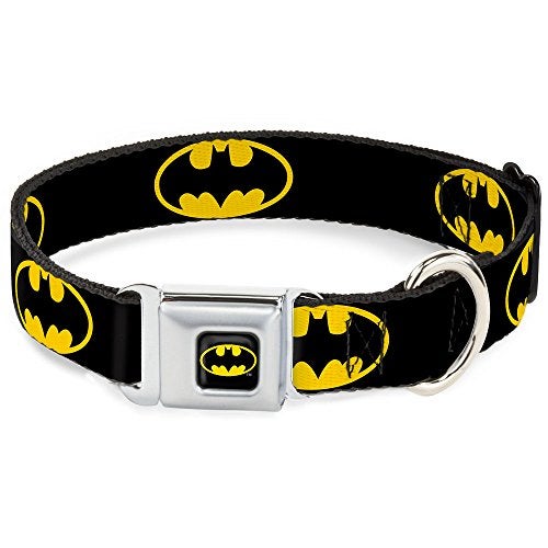 Buckle Down Buckle-Down Batman Seat Belt Buckle Dog Collar 1.5" 13-18", Batman Shield Black/Yellow (DC-SB-BMC-WBM001-1.5-S) - Image 1