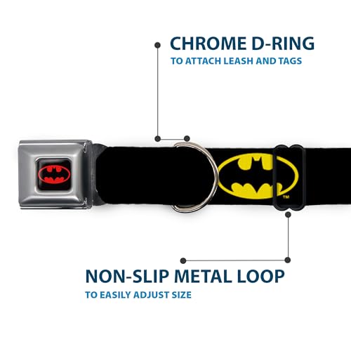 Buckle Down Buckle-Down Batman Seat Belt Buckle Dog Collar 1.5" 13-18", Batman Shield Black/Yellow (DC-SB-BMC-WBM001-1.5-S) - Image 5