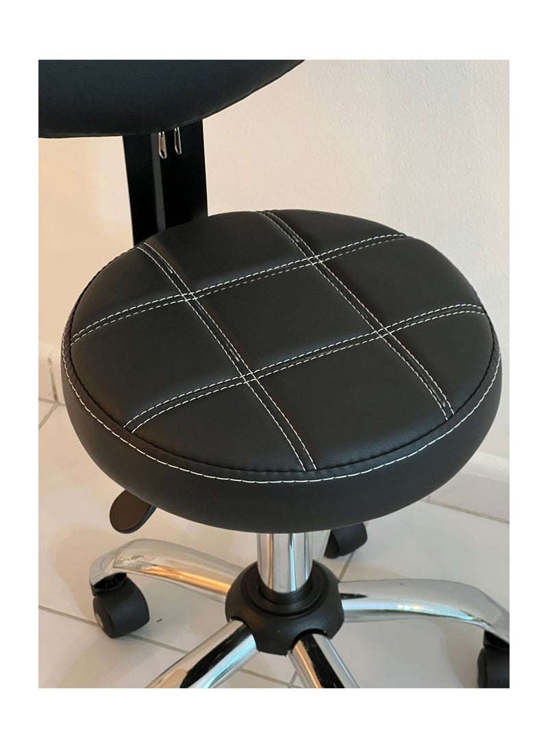 LA PERLA TECH  Beauty Salon Stool with Wheels, Heavy Duty Lash Chair Adjustable for Massage Salon Spa Drafting Nail Teach,360 Swivel,Leather,Thick Seat Padding (Black) - Image 4