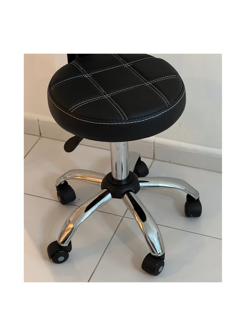 LA PERLA TECH  Beauty Salon Stool with Wheels, Heavy Duty Lash Chair Adjustable for Massage Salon Spa Drafting Nail Teach,360 Swivel,Leather,Thick Seat Padding (Black) - Image 3