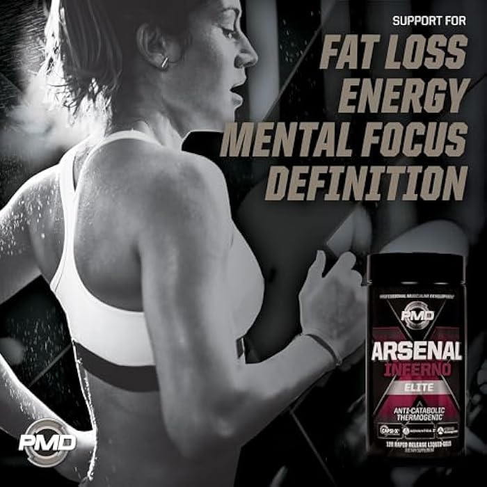 PMD Sports Arsenal X Inferno Superior Fast-Acting Liquid Gel Thermogenic Dietary Supplement - Fat Burner and Muscle Maintenance - Increase Metabolism and Energy Booster - 120 Liquid Gels - Image 4