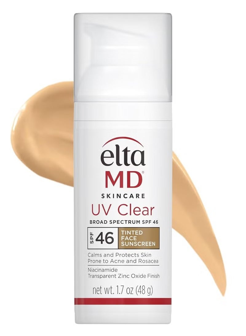 EltaMD UV Clear Tinted Face Sunscreen, SPF 46 Oil- Free Tinted Sunscreen with Zinc Oxide, Dermatologist Recommended Sunscreen, 1.7 oz Pump - Image 1