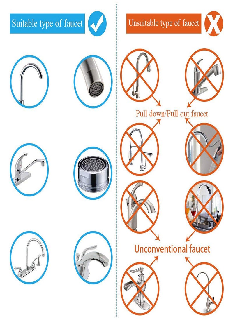 Faucet Water Filter, 8 Layer Purification Ceramics Remove Heavy Metals, Fluoride, Suitable for Most Taps, Reduce Chlorine Speedy Flow, Double Outlet Faucet Filtration to Improve Hard Wate