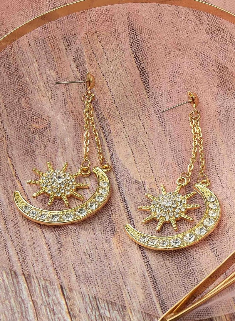 Loquat Halo Crown Moon Stars Headband Celestial Tiaras Crowns for Women Wedding Bridal Prom Tiara with Star Earrings Dangle - Image 4