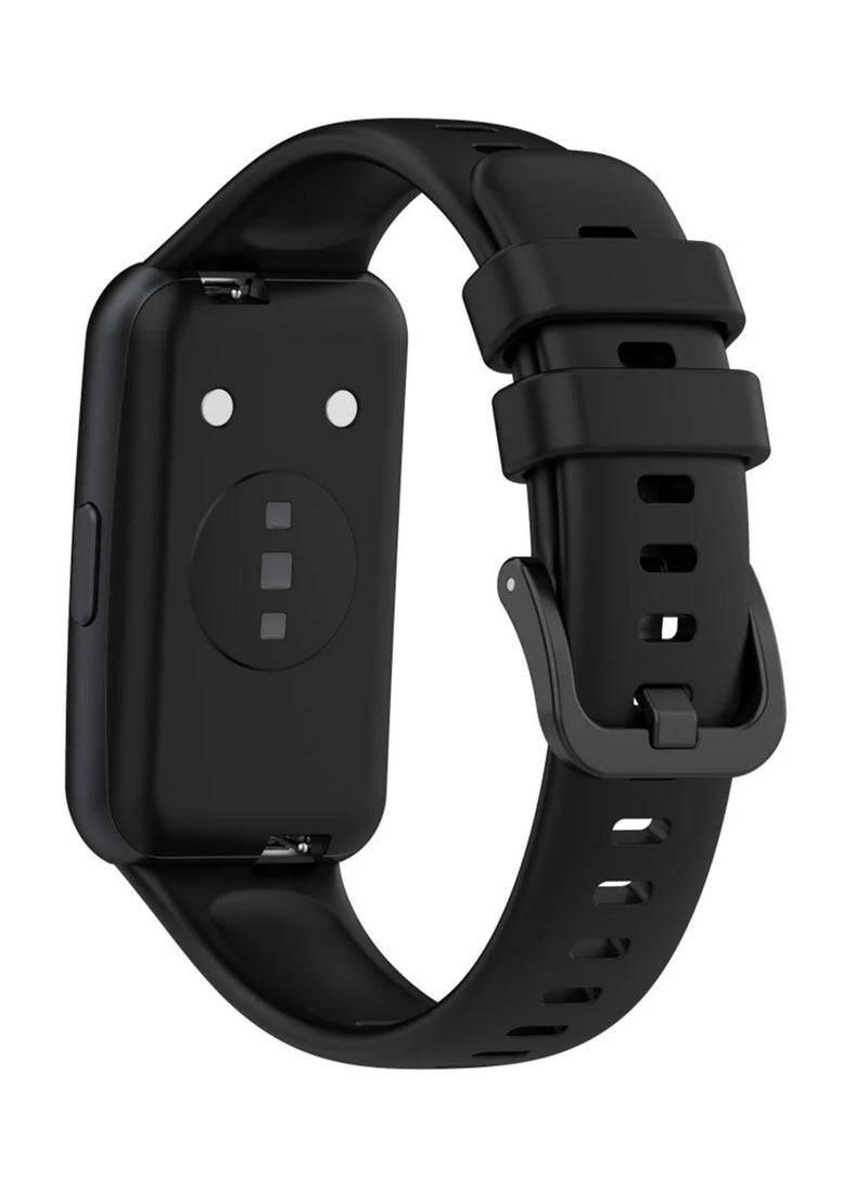 Waldic Soft Silicone Strap Replacement Bands For Huawei Band 7 - Black  - Image 2